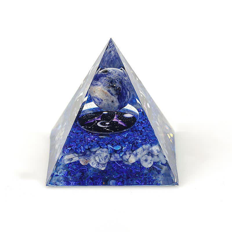 Pyramide d'orgone constellation en pierre naturelle Olivenorma de 6 cm