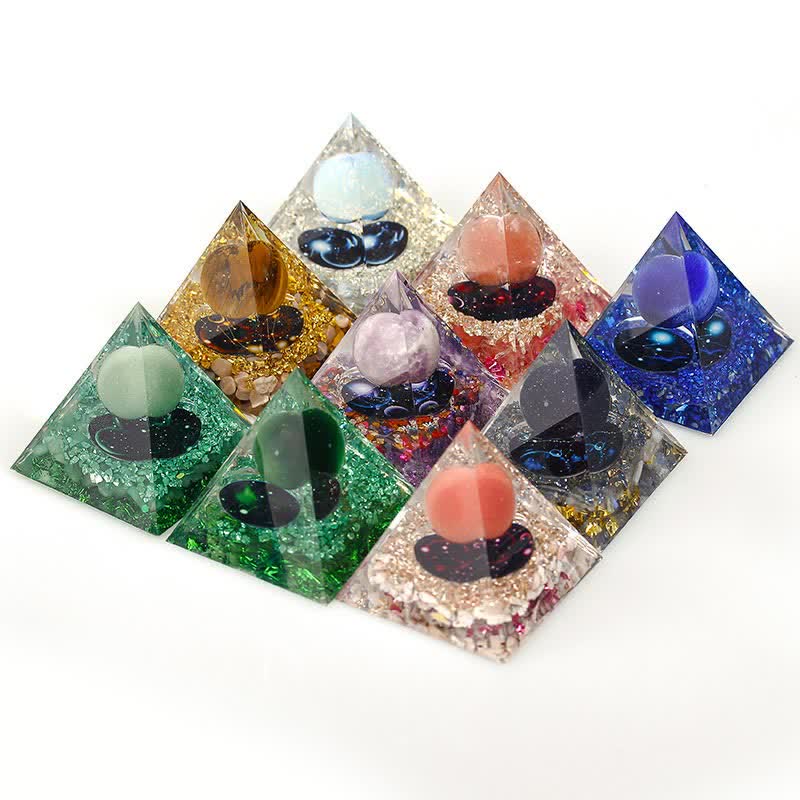 Pyramide d'orgone constellation en pierre naturelle Olivenorma de 6 cm