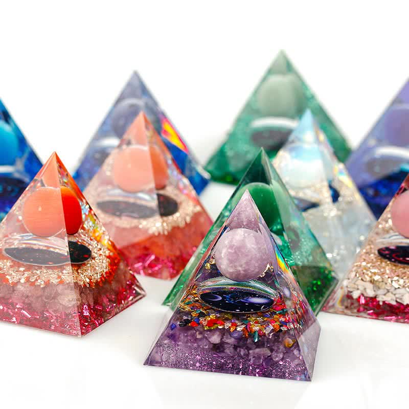 Pyramide d'orgone constellation en pierre naturelle Olivenorma de 6 cm