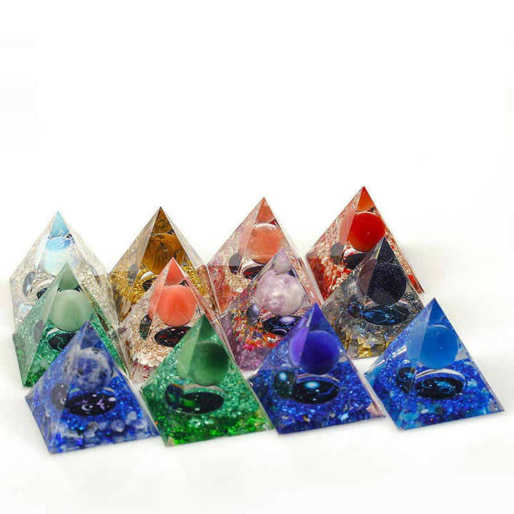 Pyramide d'orgone constellation en pierre naturelle Olivenorma de 6 cm