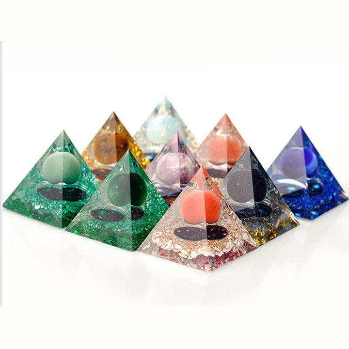 Pyramide d'orgone constellation en pierre naturelle Olivenorma de 6 cm
