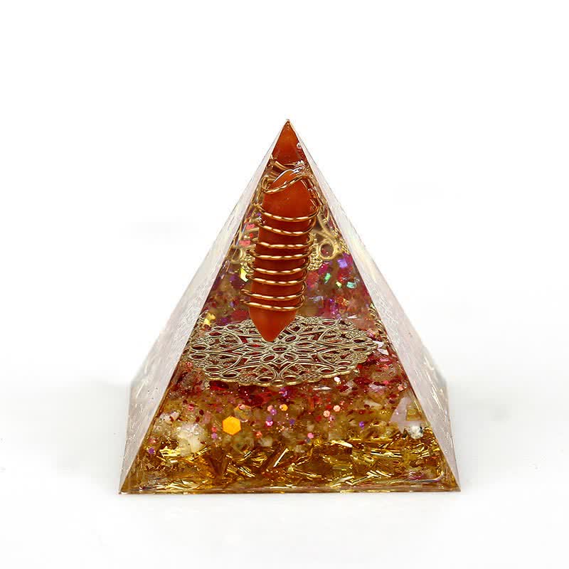 Pyramide d'orgone à prisme hexagonal en cristal naturel Olivenorma de 6 cm