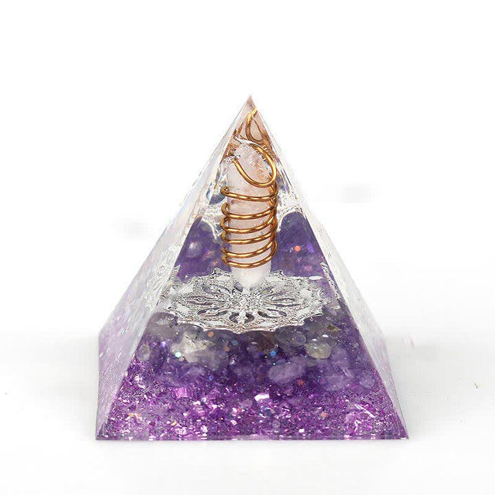 Pyramide d'orgone à prisme hexagonal en cristal naturel Olivenorma de 6 cm