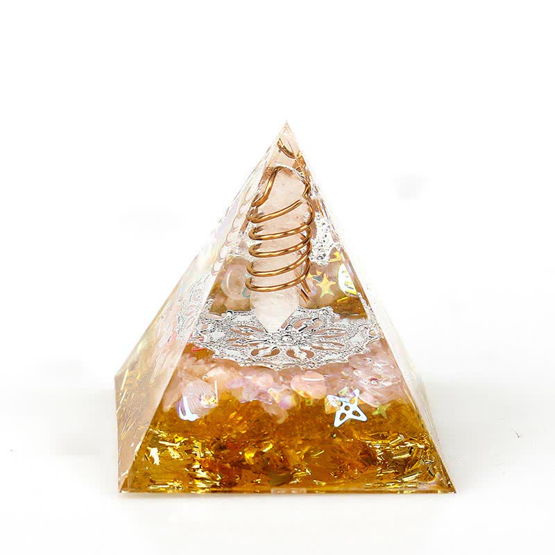 Pyramide d'orgone à prisme hexagonal en cristal naturel Olivenorma de 6 cm