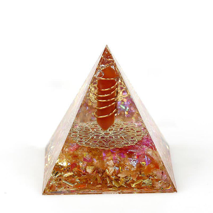 Pyramide d'orgone à prisme hexagonal en cristal naturel Olivenorma de 6 cm