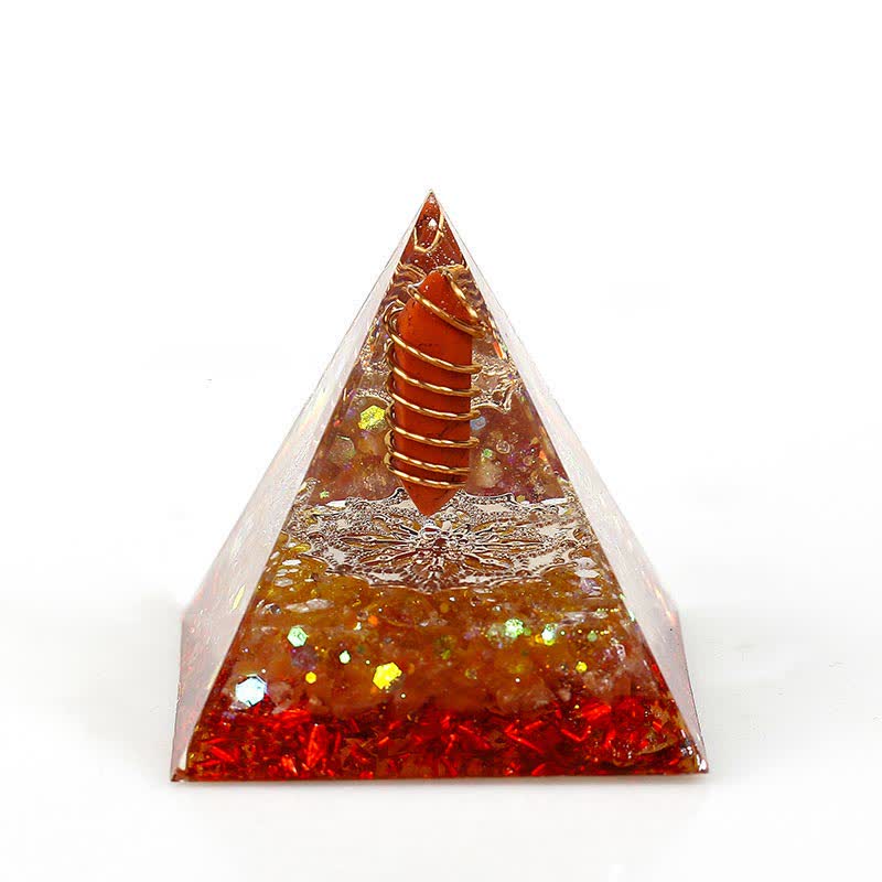 Pyramide d'orgone à prisme hexagonal en cristal naturel Olivenorma de 6 cm
