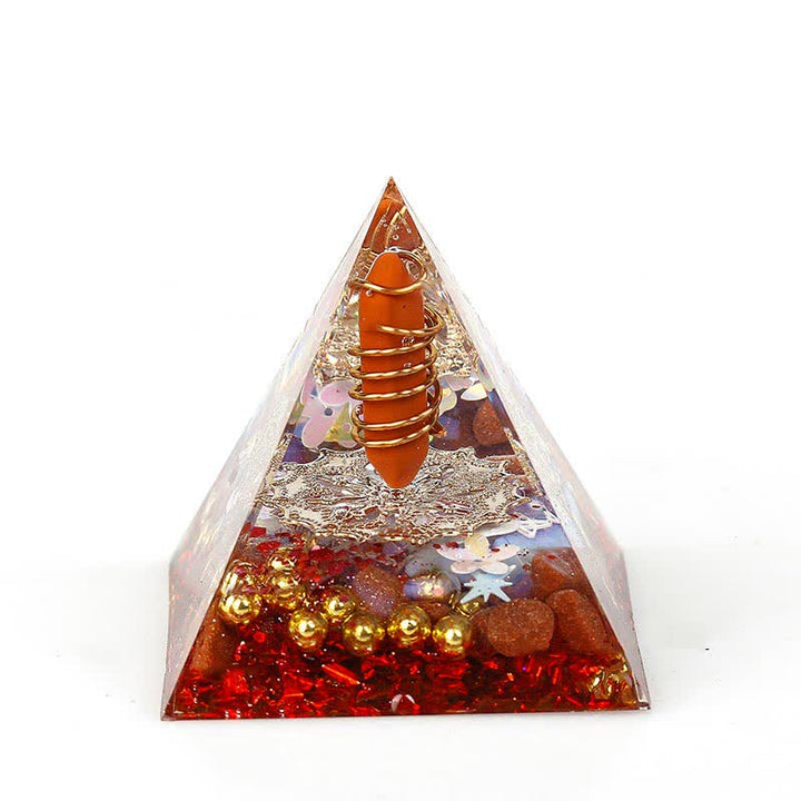 Pyramide d'orgone à prisme hexagonal en cristal naturel Olivenorma de 6 cm