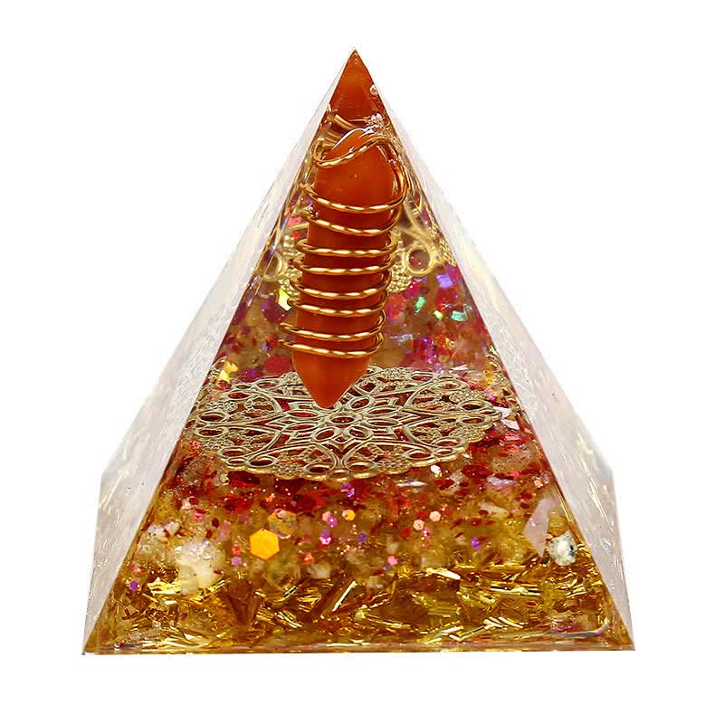 Pyramide d'orgone à prisme hexagonal en cristal naturel Olivenorma de 6 cm