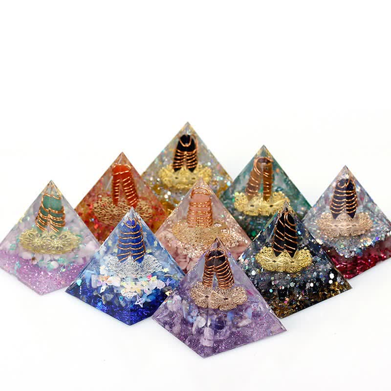 Pyramide d'orgone à prisme hexagonal en cristal naturel Olivenorma de 6 cm