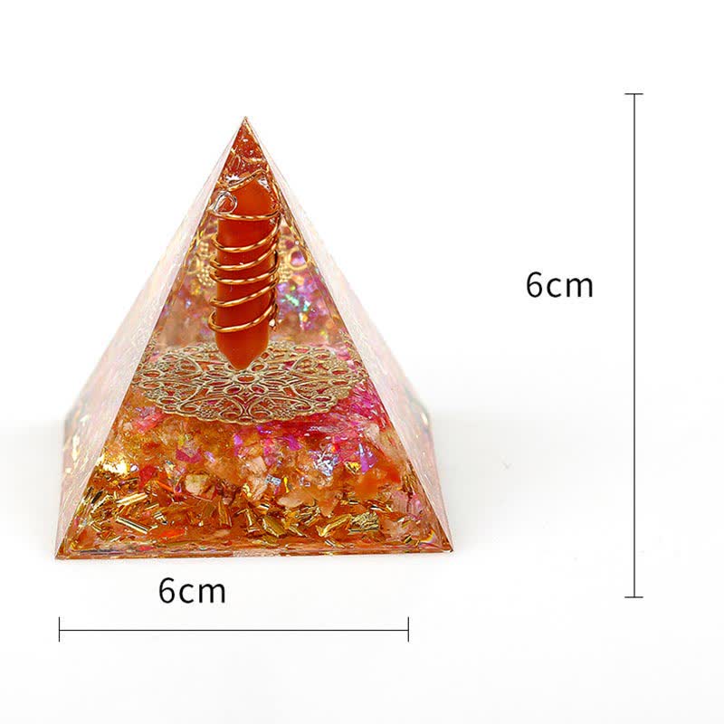 Pyramide d'orgone à prisme hexagonal en cristal naturel Olivenorma de 6 cm