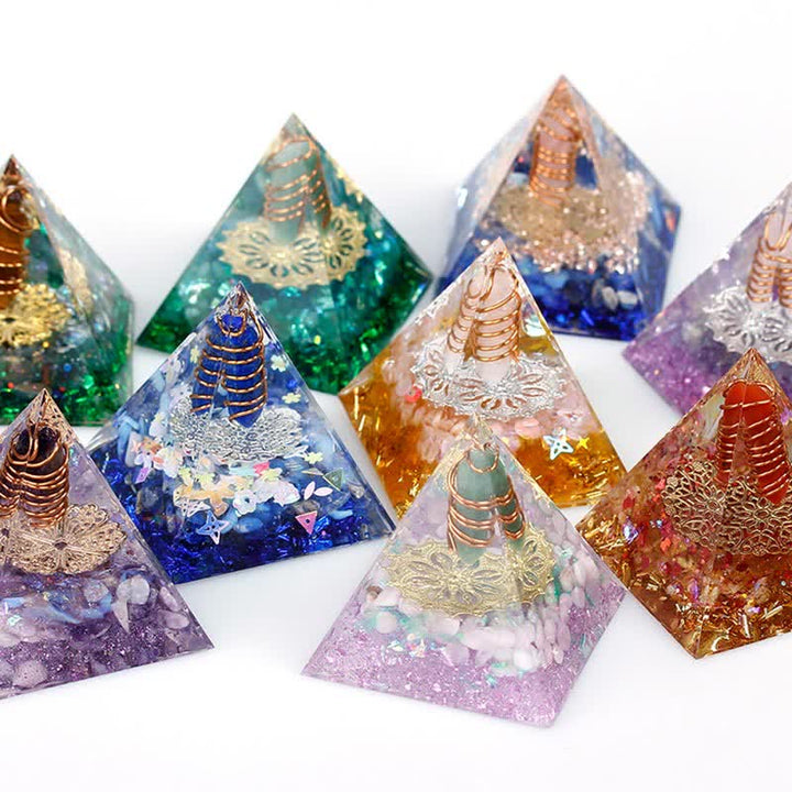 Pyramide d'orgone à prisme hexagonal en cristal naturel Olivenorma de 6 cm