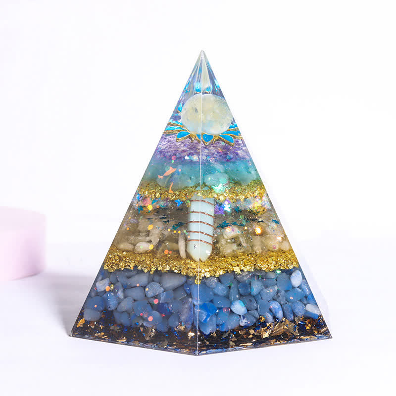 Pyramide d'orgone hexagonale en pierre naturelle porte-bonheur Olivenorma