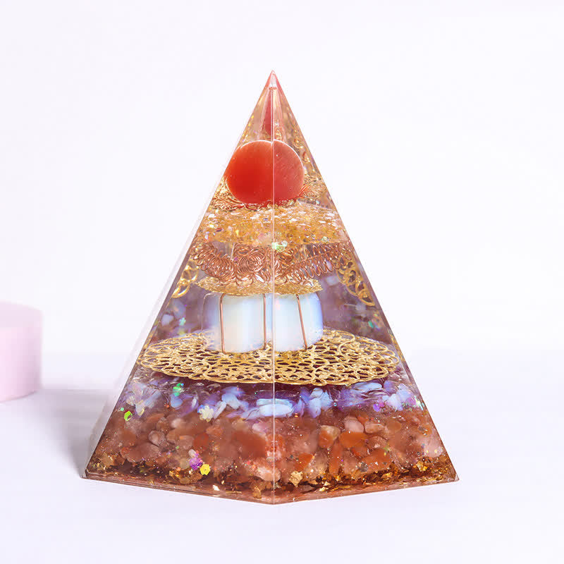 Pyramide d'orgone hexagonale en pierre naturelle porte-bonheur Olivenorma