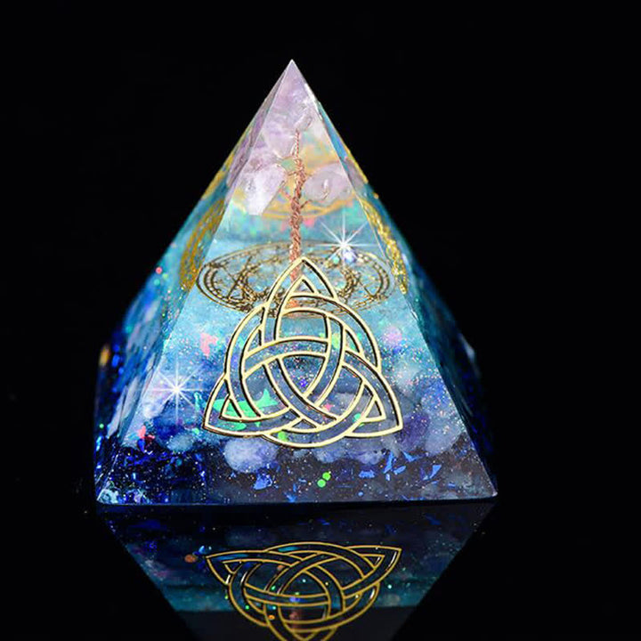 Pyramide d'orgone en pierre naturelle Olivenorma 6 cm Arbre de vie