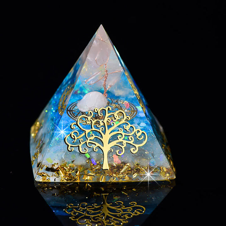 Pyramide d'orgone en pierre naturelle Olivenorma 6 cm Arbre de vie