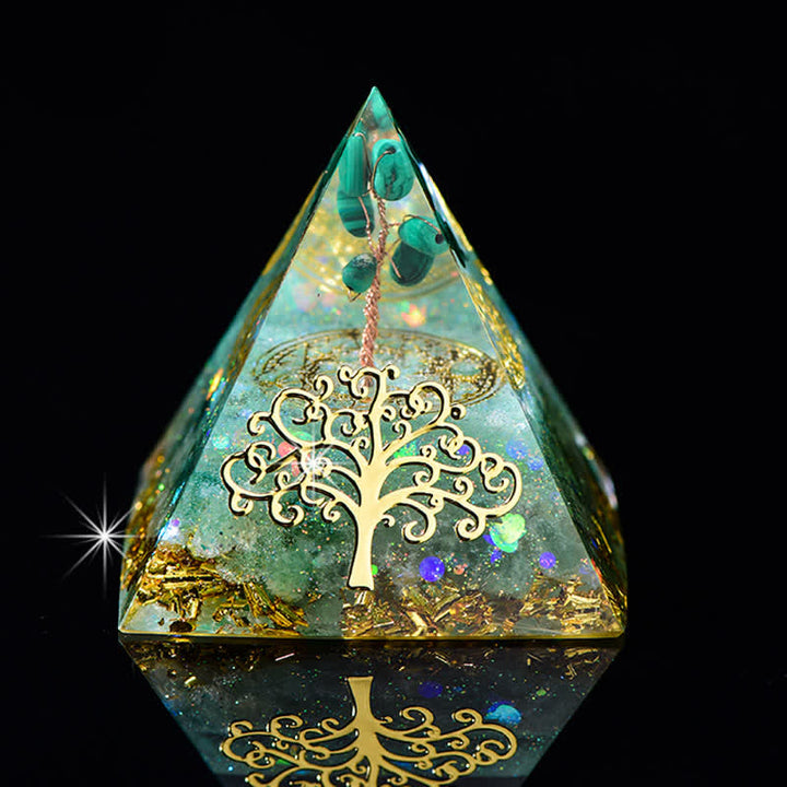 Pyramide d'orgone en pierre naturelle Olivenorma 6 cm Arbre de vie