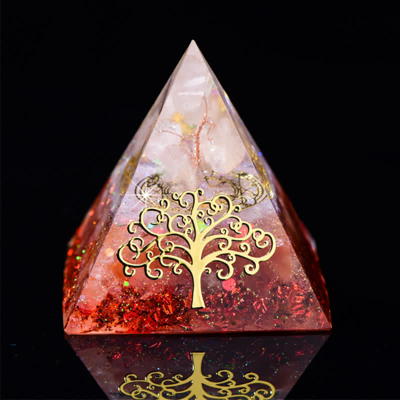 Pyramide d'orgone en pierre naturelle Olivenorma 6 cm Arbre de vie