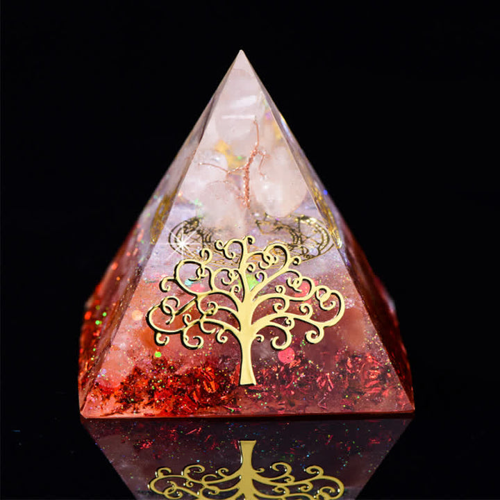 Pyramide d'orgone en pierre naturelle Olivenorma 6 cm Arbre de vie