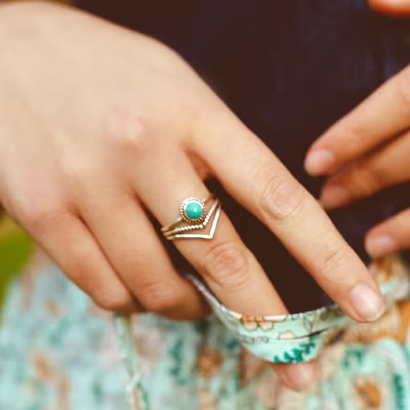 Bague creuse en turquoise tendance Olivenorma