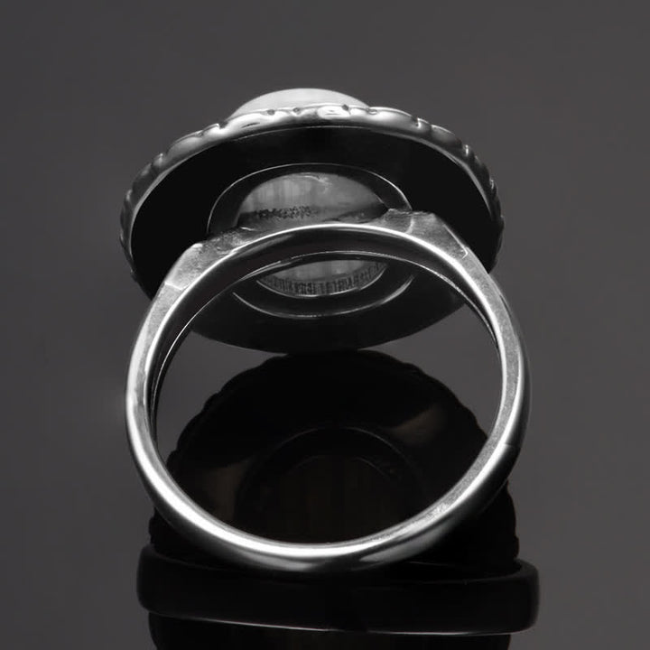 Bague ovale en pierre naturelle sculptée de tournesol Olivenorma