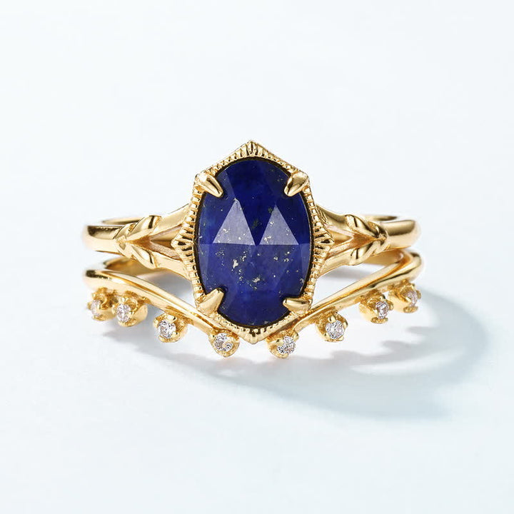 Bague double couche en zircon blanc et lapis-lazuli Olivenorma