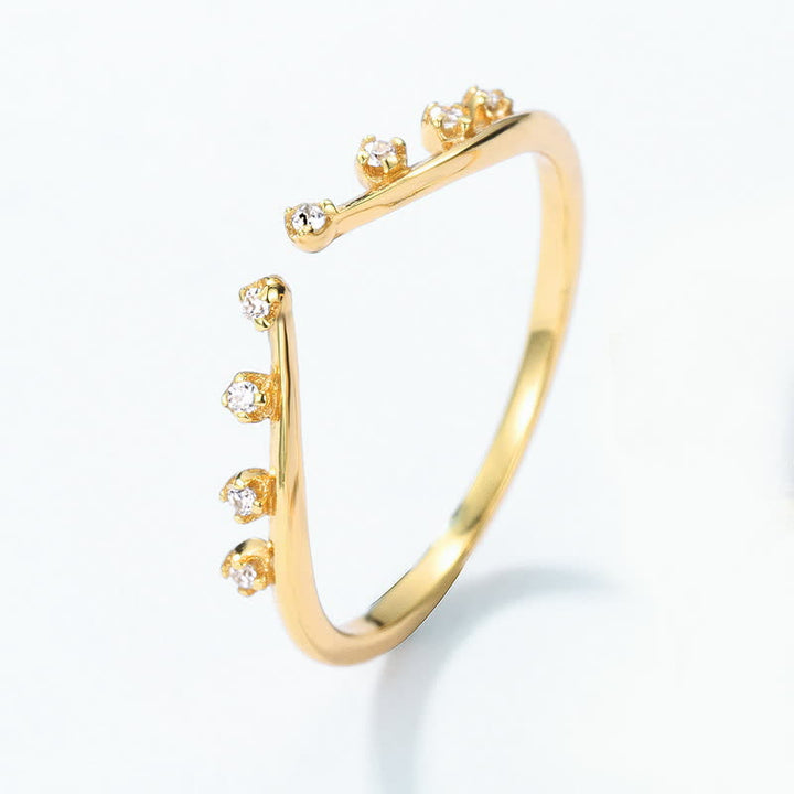 Bague double couche en zircon blanc et lapis-lazuli Olivenorma