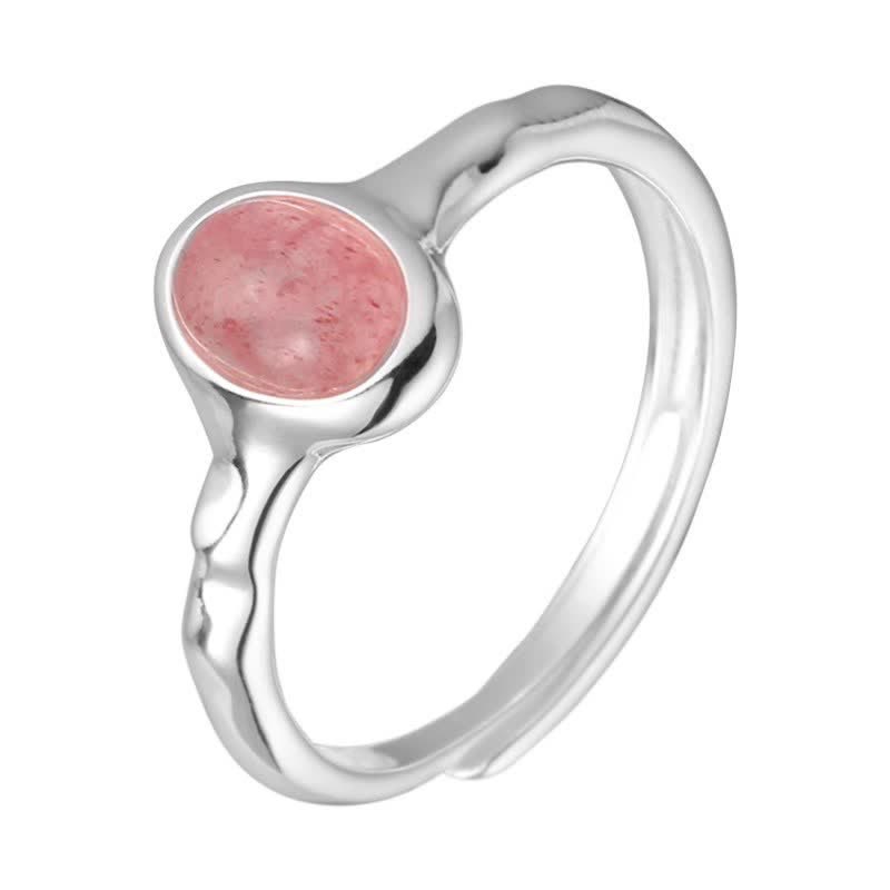 Bague ajustable en quartz fraise ovale Olivenorma