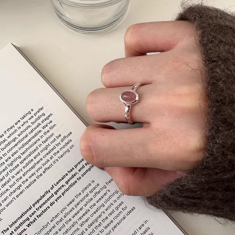 Bague ajustable en quartz fraise ovale Olivenorma