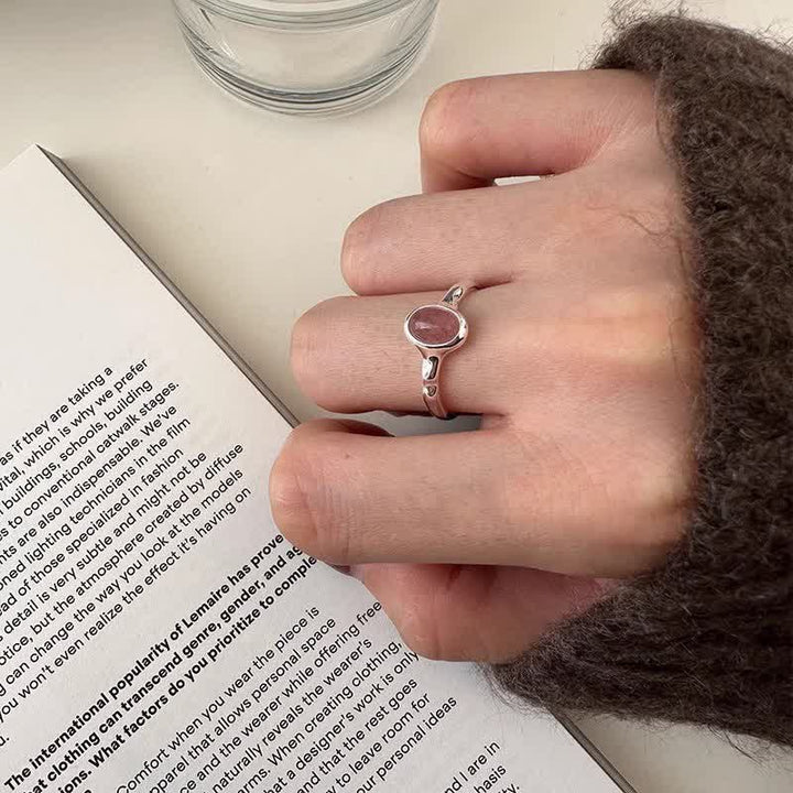 Bague ajustable en quartz fraise ovale Olivenorma