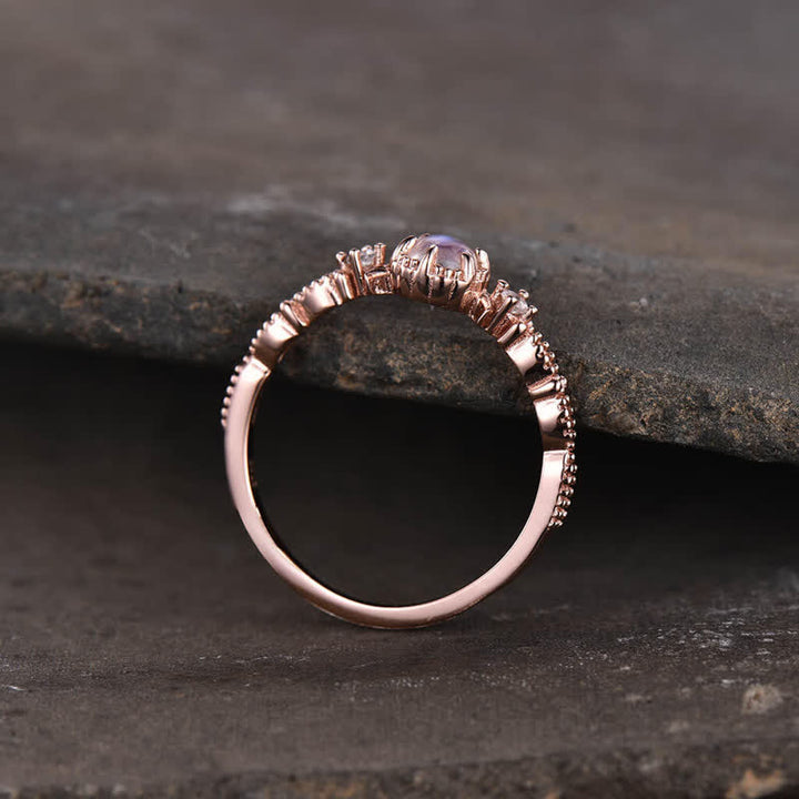 Bague de fiançailles à trois pierres de lune Olivenorma