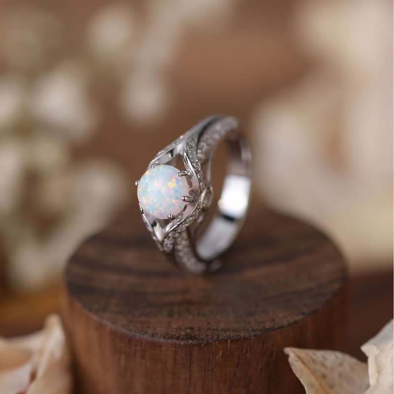 Bague de luxe en opale naturelle Olivenorma