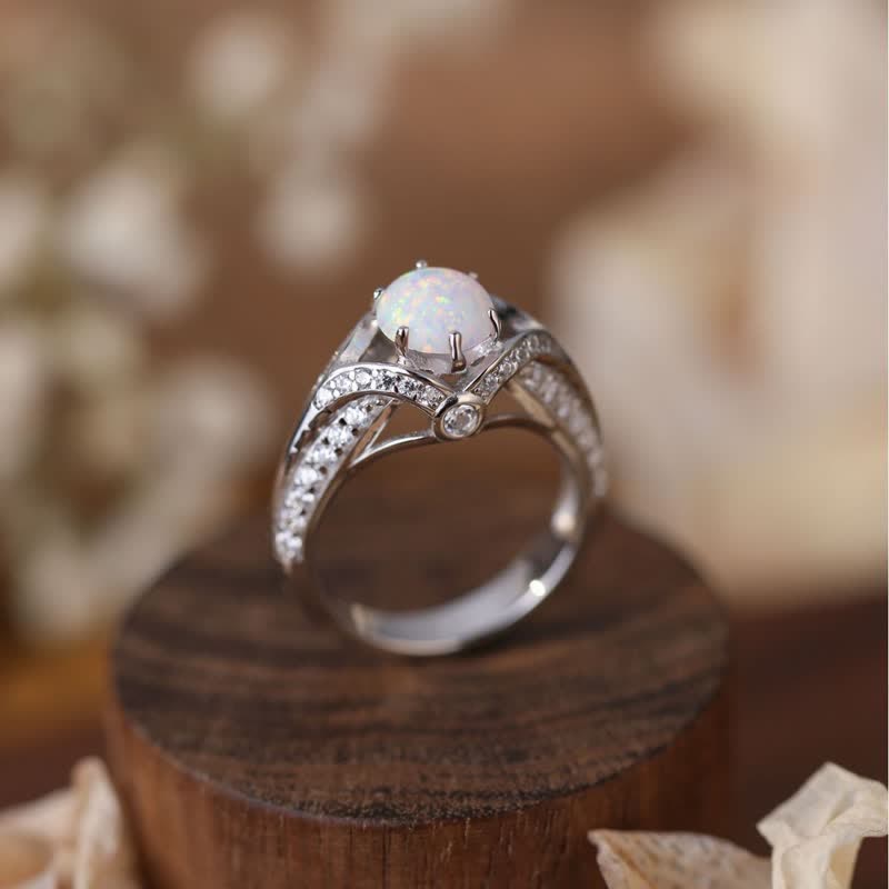 Bague de luxe en opale naturelle Olivenorma