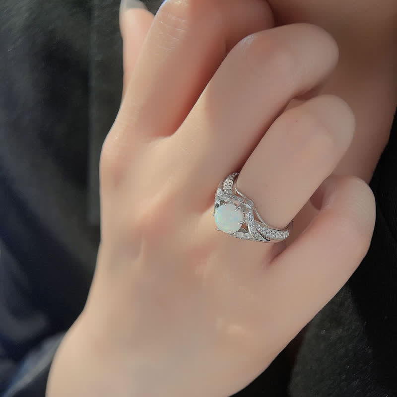 Bague de luxe en opale naturelle Olivenorma