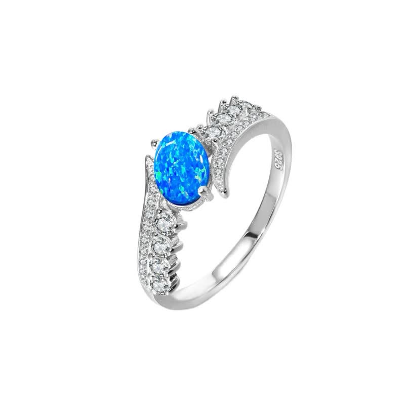 Bague ailes enveloppées en opale bleue naturelle Olivenorma