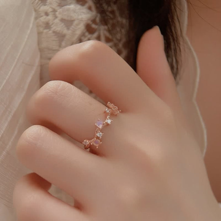 Bague de synthèse planétaire en pierre de lune naturelle Olivenorma