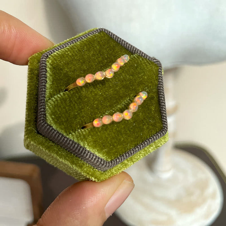 Bague double couche avec couronne ondulée en opale naturelle Olivenorma