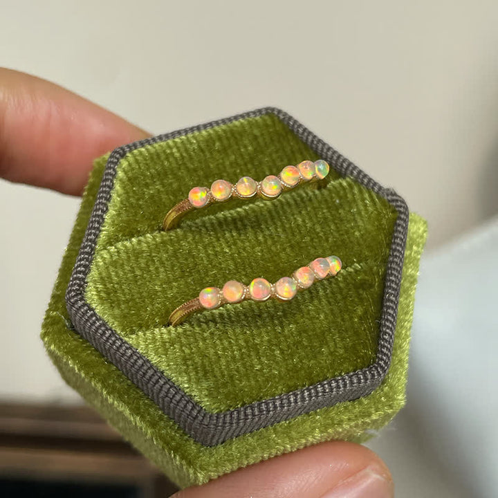 Bague double couche avec couronne ondulée en opale naturelle Olivenorma