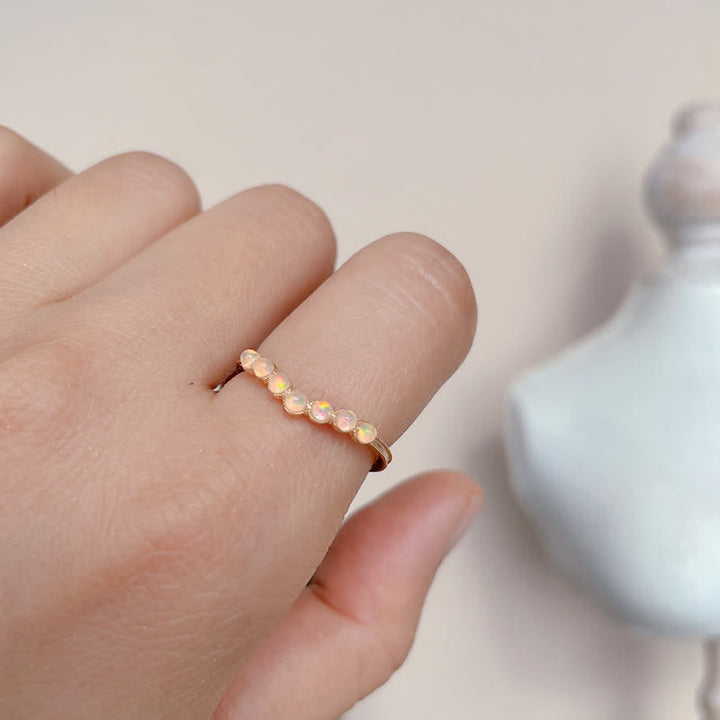 Bague double couche avec couronne ondulée en opale naturelle Olivenorma