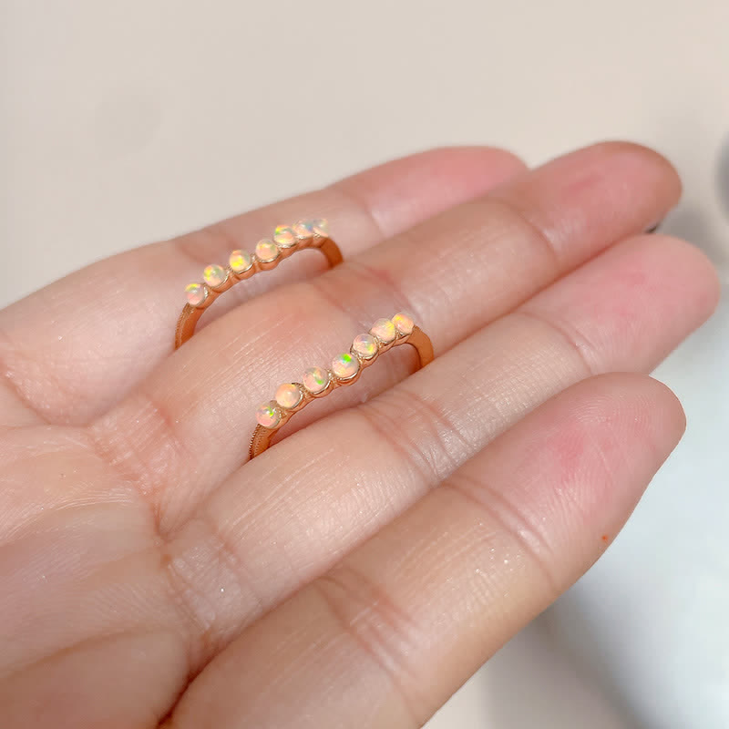 Bague double couche avec couronne ondulée en opale naturelle Olivenorma