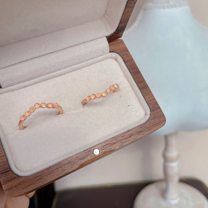 Bague double couche avec couronne ondulée en opale naturelle Olivenorma