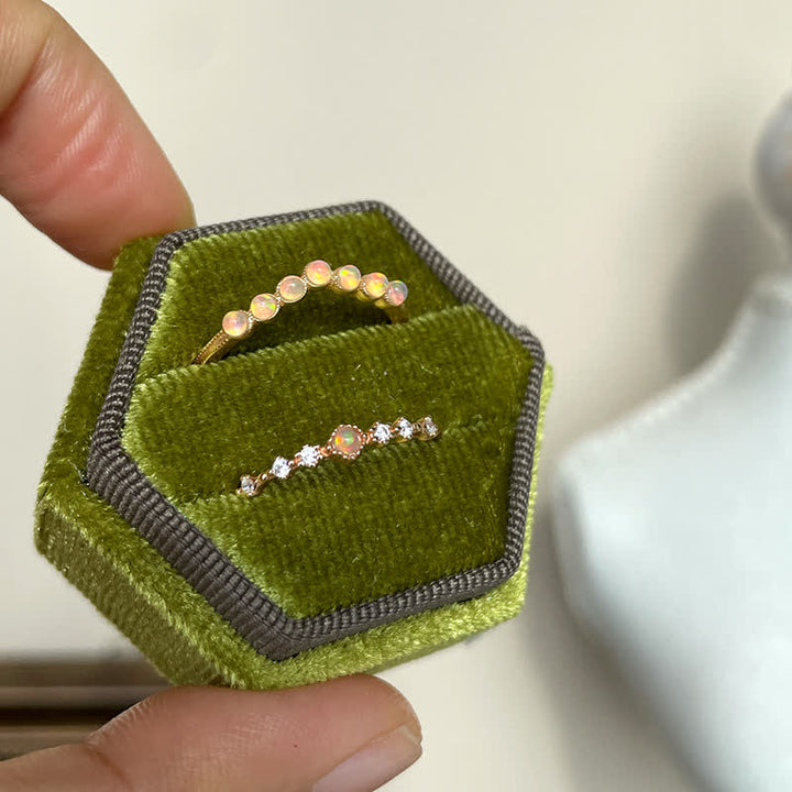 Bague double couche avec couronne ondulée en opale naturelle Olivenorma