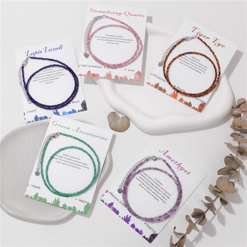 Collier de clavicule fine en perles de pierre cardée Olivenorma