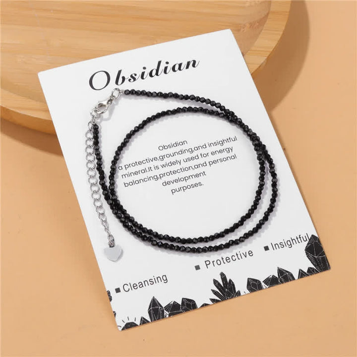 Collier de clavicule fine en perles de pierre cardée Olivenorma