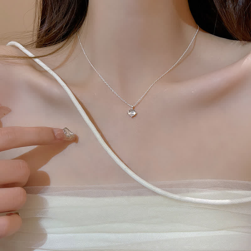 Collier pendentif coeur en zircon blanc opale Olivenorma