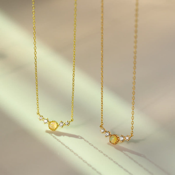 Collier pendentif long en zircon blanc opale Olivenorma