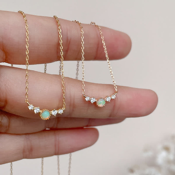 Collier pendentif long en zircon blanc opale Olivenorma