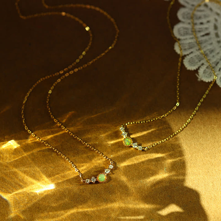 Collier pendentif long en zircon blanc opale Olivenorma