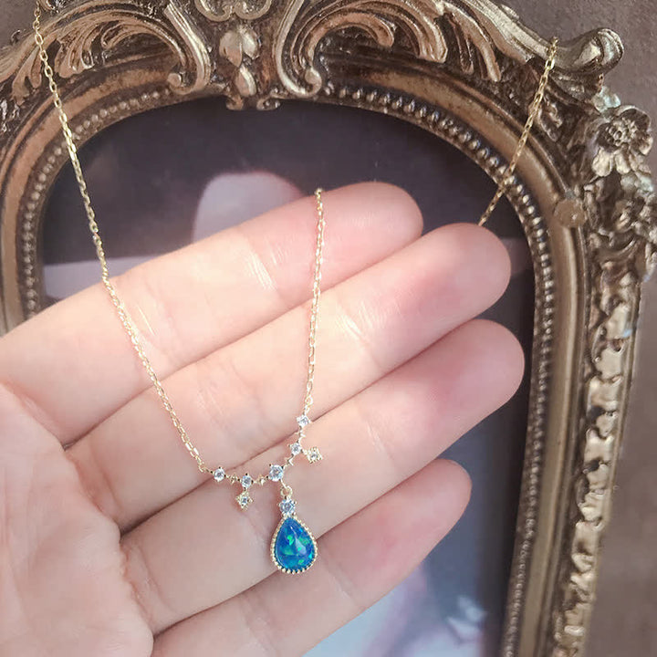 Collier pendentif goutte d'eau en zircon blanc bleu Opa Olivenorma