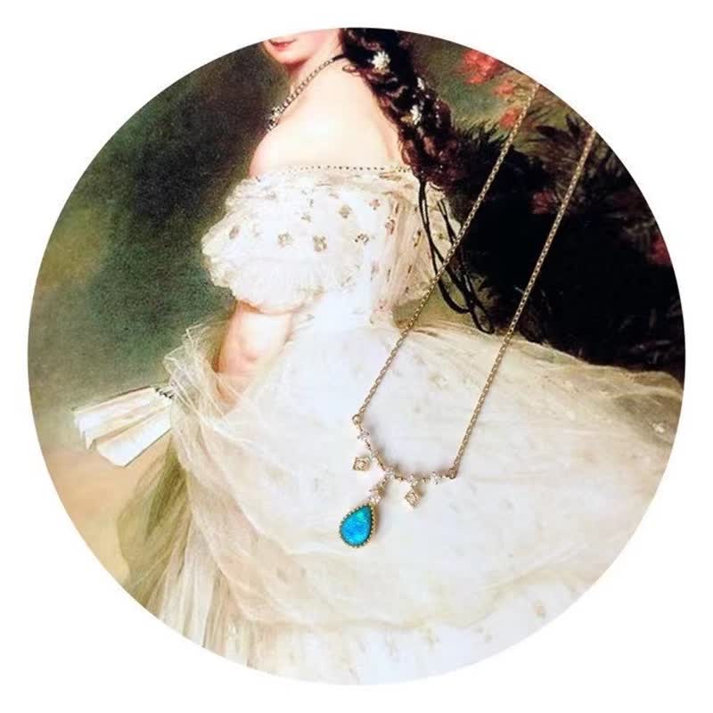 Collier pendentif goutte d'eau en zircon blanc bleu Opa Olivenorma