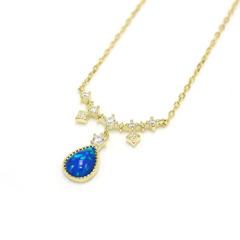 Collier pendentif goutte d'eau en zircon blanc bleu Opa Olivenorma